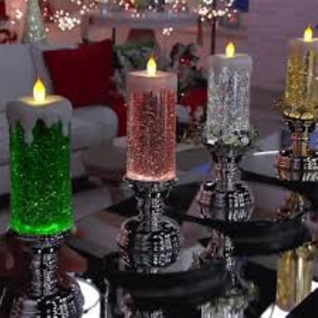 HOME LIGHTS GLITTER MINI P/CANDLES 7PCS ASS.HL1806